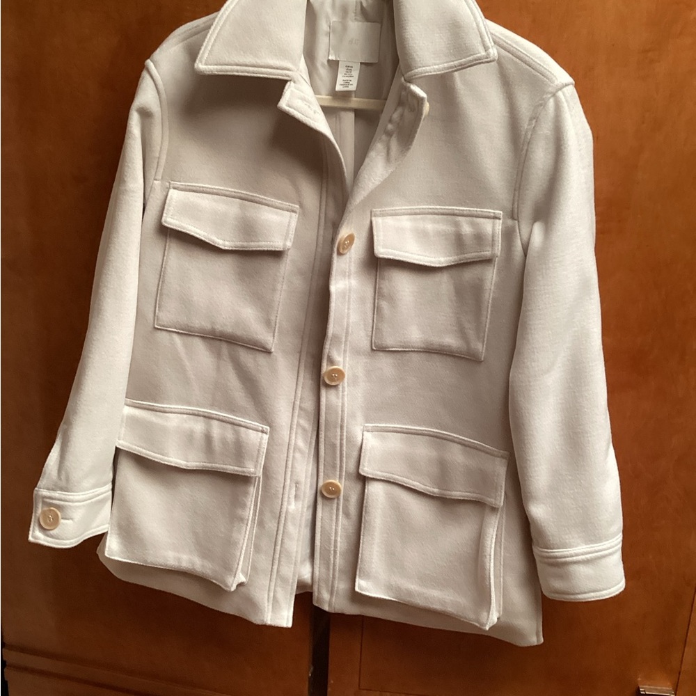 H&M womens cream cargo jacket, size XS